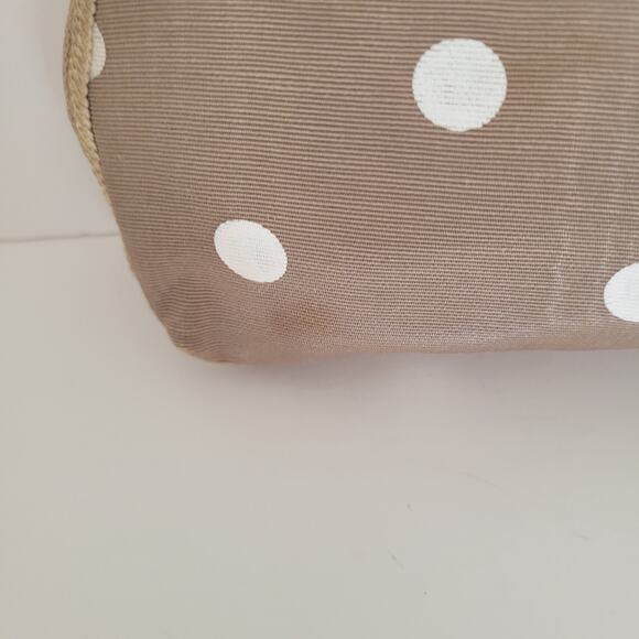 Christian Dior Vintage Beige Whit Cosmetic Bag Make Up Zip Pouch Polka Dot Small - Picture 11 of 12